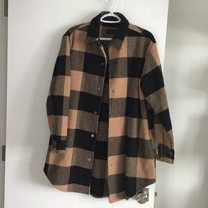 RD Style Black and Tan Checked Longline Utility Shacket